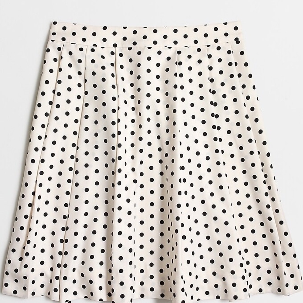 J. Crew Printed Silky Polka Dot Pleated Skirt - Black and White size 4